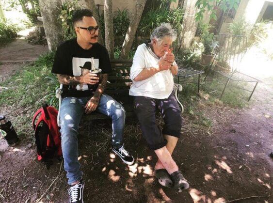 Foto internet: Marcelo D2 foi um dos poucos canabistas a ter a oportunidade de encontrar Pepe Mujica em sua residência, 2016